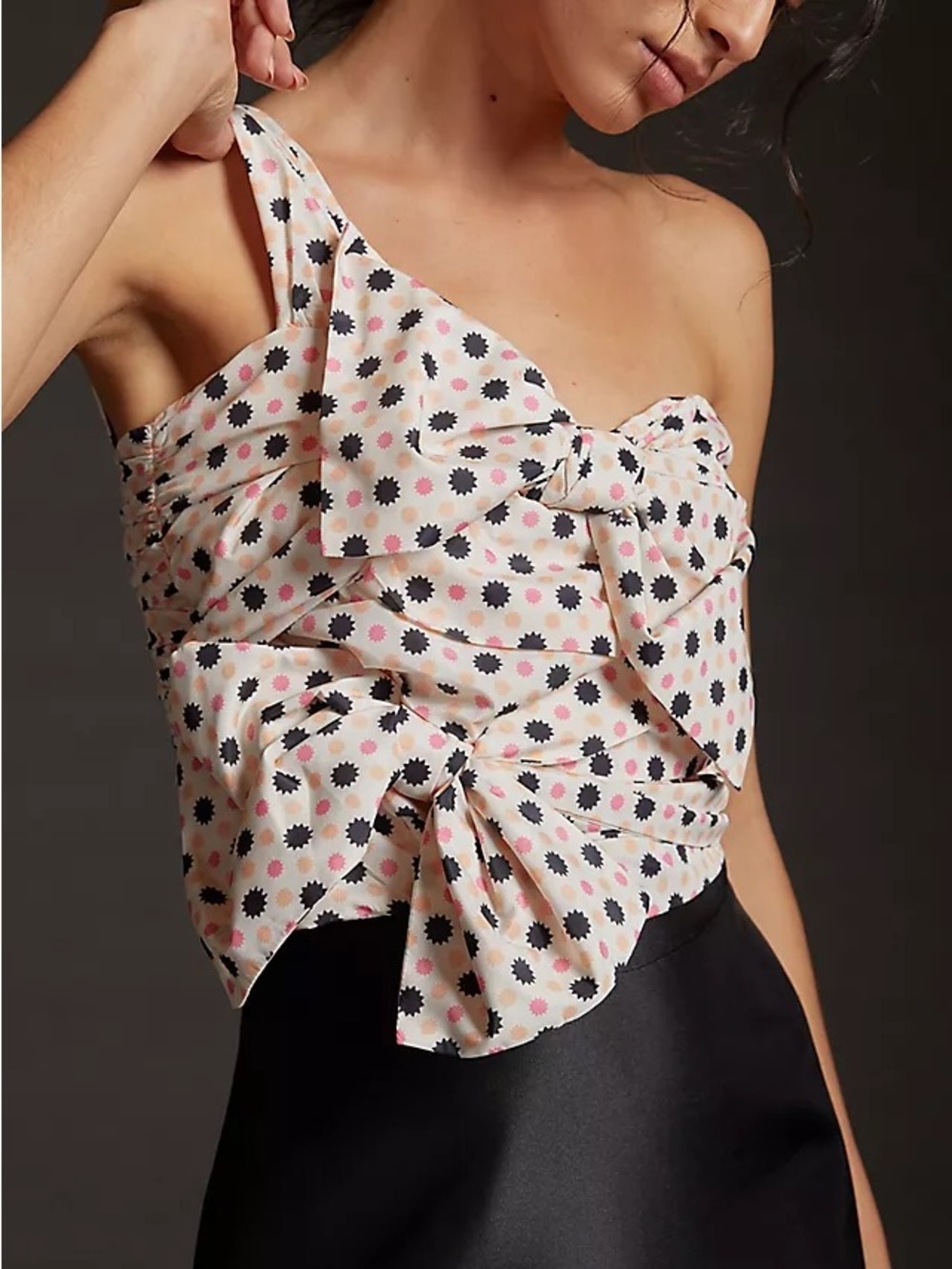 Maeve Bow-Tie One-Shoulder Starburst Boho Tank with Smocking - Size 6